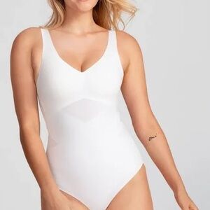 HONEYLOVE Women's Tank Bodysuit ASTRAL WHITE $99 Adjustable Size Large
